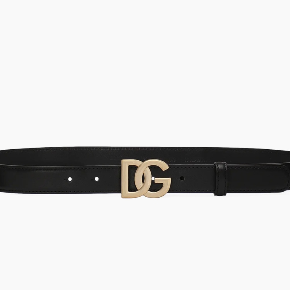 Dolce & Gabbana Black Leather Belt with Gold DG Buckle - Picture 3 of 8